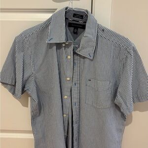 Tommy Hilfiger Navy and White Striped Shirt